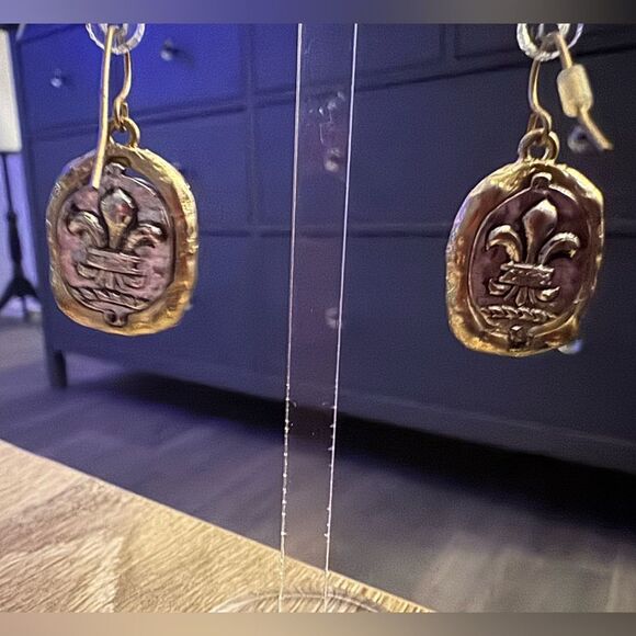 Gorgeous stamped handmade silver and gold earrings❤️ - Picture 1 of 6